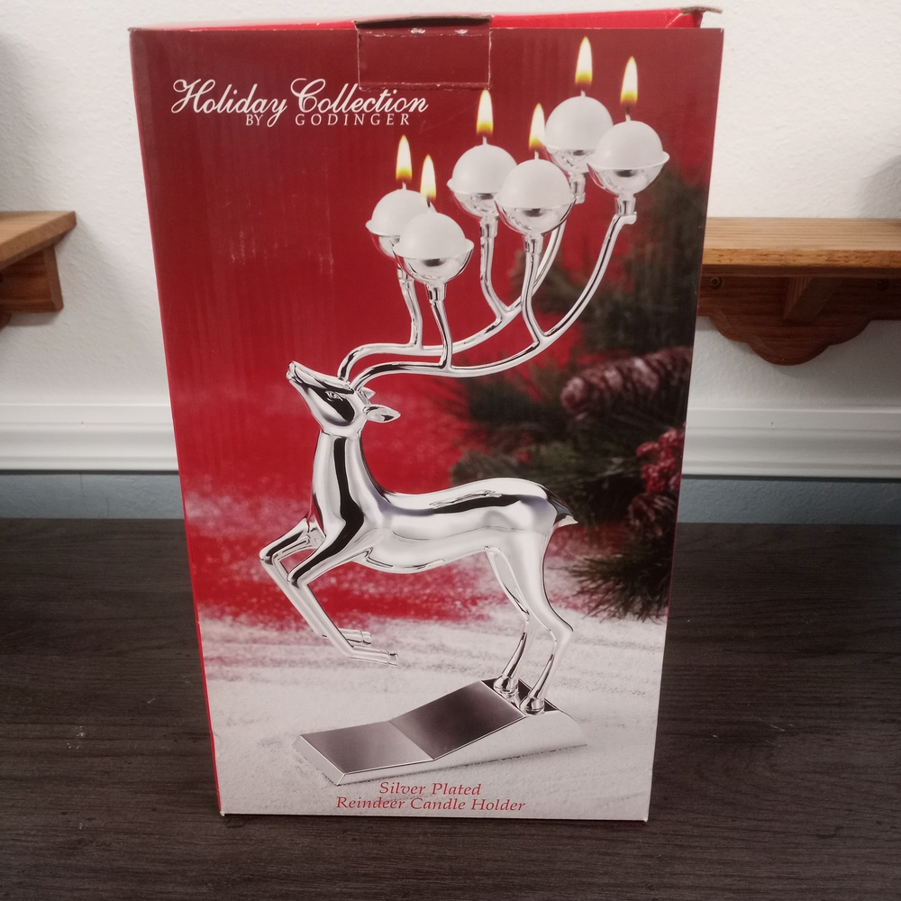 Godinger Silver Plated Reindeer Candle Holder.